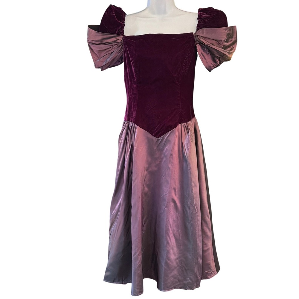 Vintage October 80's Velvet Taffeta Dress Prom Gothic Whimsigoth Gown Baroque